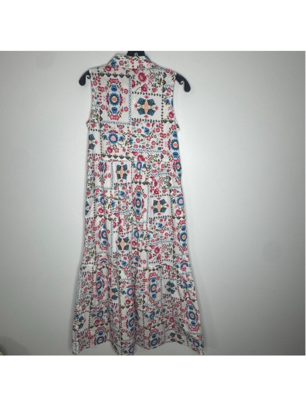 Rachel Zoe Floral Midi Dress XS Boho Cottagecore Tiered Sleeveless Button Front - Picture 5 of 7